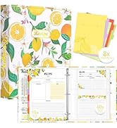 3 Ring Recipe Binder 8.5" x 11" Recipe Book Recipe Binder Kit with 60 Printed Recipe Cards 4'' x ...