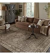 WondRg 8x10 Washable Area Rug for Living Room Bedroom Vintage Brown Non Slip Carpet Traditional R...
