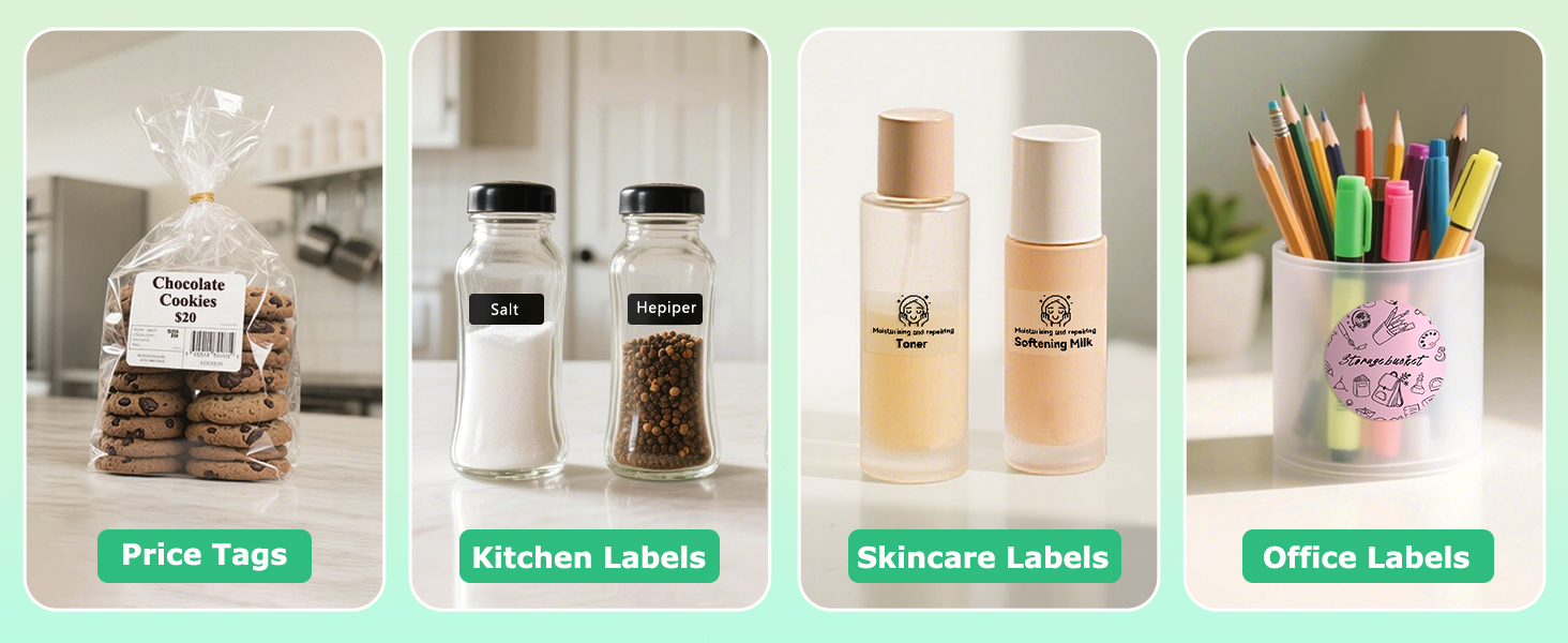 Price Tags, Kitchen Labels, Skincare Labels, Office Labels
