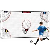 ZEALFEEL Soccer Target Net, 12x6ft Goal Net with 5 Scoring Zones for Practice Shooting &amp; Goal Sho...