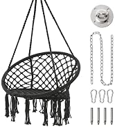 Garpans Hammock Chair Macrame Swing with Hardware Kit for Ceiling Hammock Swing Chair with Hangin...