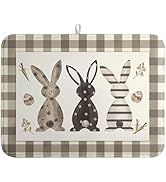 Wnoesat Easter Dish Drying Mat for Counter Bufflao Plaids Bunny Dish Mat Cute Rabbits Eggs Carrot...