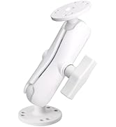 WINDFRD White Powder Coated Aluminum 1.5" Double Ball Mount with Two AMPS Round Plates, Tablet, F...