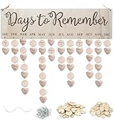 LIOUCBD Diy Wooden Calendar Plaque Wall Hanging Board with 100 Tags, Wooden Family Birthday Remin...