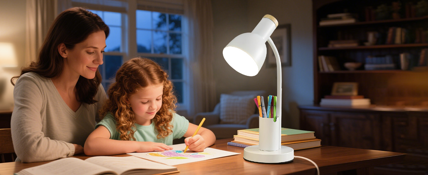 White desk lamp kids study lamp