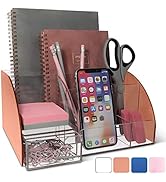 Rose Gold Desk Organizer Office, Acrylic, 9 Compartments, Office Supplies Desk Accessories Organi...