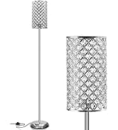 GyroVu Crystal Floor Lamp, Elegant Standing Lamp Modern Floor Lamp Silver Finish Tall Pole Lamp A...