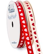 Ribbli Valentine’s Day Ribbon,2 Rolls Heart Satin Ribbon Use for Valentines Day Craft,Gift Wrappi...