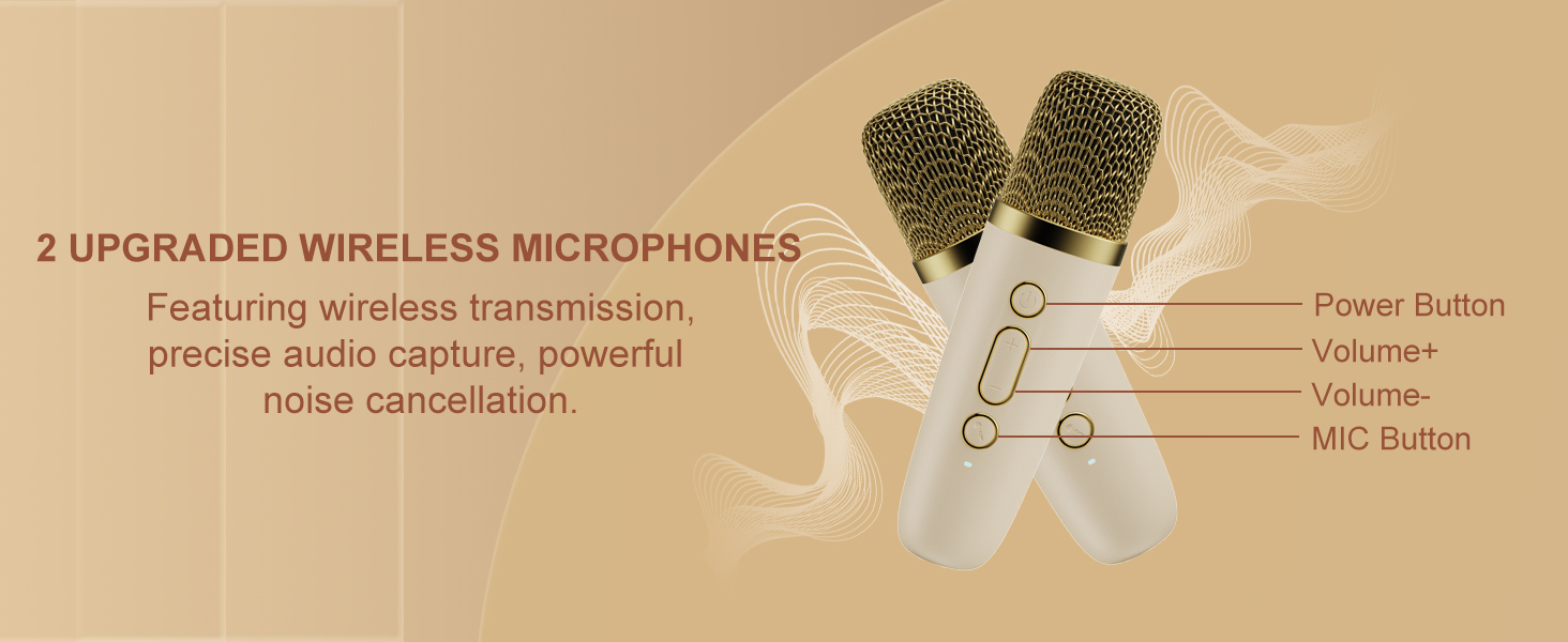 Karaoke machine with unique two wireless microphones