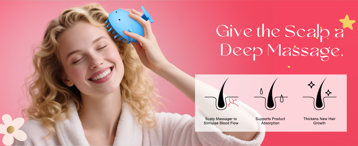 calp Massager Hair Growth Shampoo Brush, Scalp Scrubber Shower Scalp Brush Head Scalp Exfoliatorr