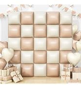 Sand White Brown Square Foil Balloons Wall, 25PCS Double Sided Boho Cream Nude Beige Balloons Tun...