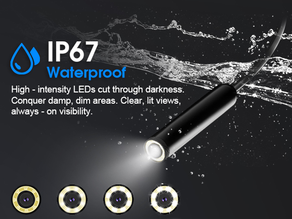 Endoscope with Light, 1920P HD Borescope, IP67 Waterproof Inspection Tool 6