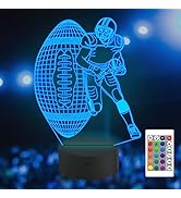 Attivolife Football Player 3D Nightlight, Rugby Illusion LED Lamp with Remote &amp; Touch Control, 16...