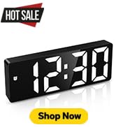 AMIR Digital Alarm Clock Large Display, Upgraded LED Alarm for Bedroom, Type-C/Battery Powered Be...