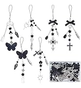 SUNNYCLUE 1 Box DIY 6 Sets Phone Charm Kit Black Butterfly Charms Halloween Gothic Acrylic Flower...