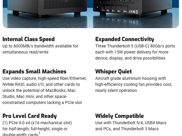 egpu, external gpu, external graphic card TB 5 Thunderbolt USB4 MAC PC ports storage HUB Dock PCIe