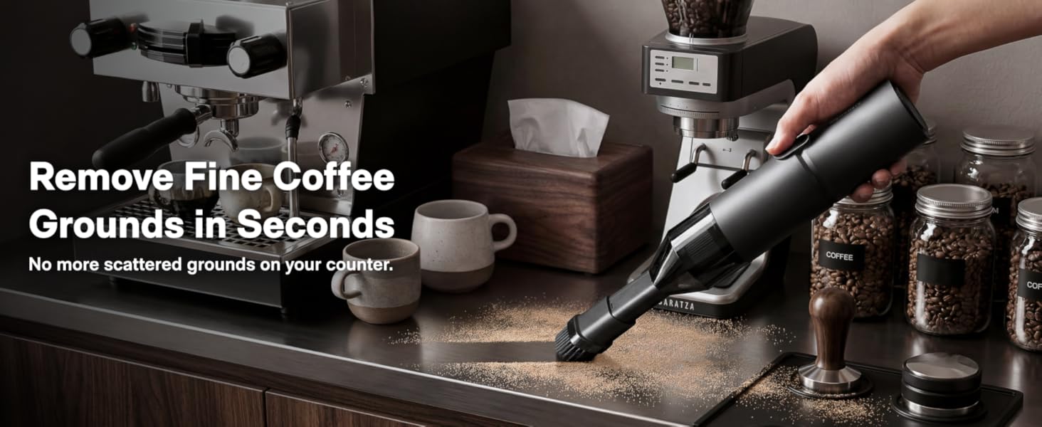 coffee station grounds vaccum air duster