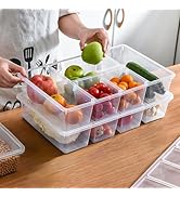 MANO 2pack Divided Veggie Tray with Lid Clear Snackle Box Charcuterie Container for Fridge Organi...