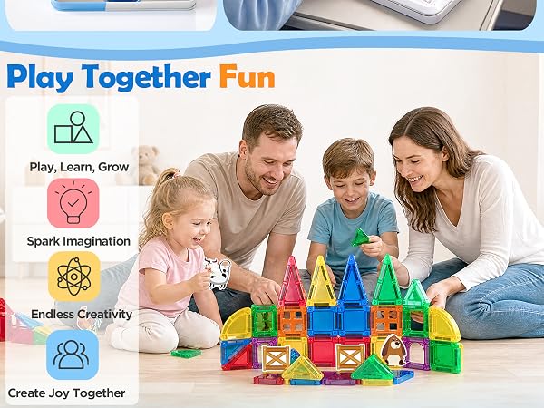 Magnetic Building Tiles 3D Blocks Construction Playboards STEM Creative Educational Toys for Kids