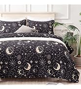 EXQ Home Quilt Set Full Queen Size Black Print 3 Piece,Lightweight Soft Coverlet Modern Style Sun...