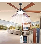 DIAMONDFORGE 72 inch Ceiling Fans with Lights and Remote Control,Indoor Outdoor Flush Mount Low P...