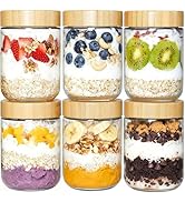 Vtopmart 6 Pack 16oz Glass Overnight Oats Containers with Bamboo Lids, Portable Wide Mouth Glass ...