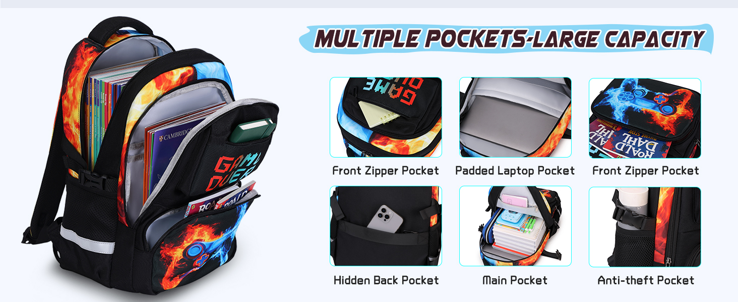 3PCS School Backpack for Boys