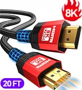 Adrenenjoyer 8K HDMI 2.1 Cable 20 FT,48Gbps Ultra High Speed Braided Gaming Cord Support 10K 8K@6...