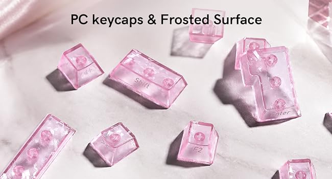 Pink Clear keycaps,Translucent keycaps,Shine Throug Key cap,Side Print,Cherry Profile custom Keycaps
