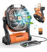 Portable Fan Rechargeable, Cordless Battery Powered Fan with LED Lantern, Small Table Fan, USB Ba...
