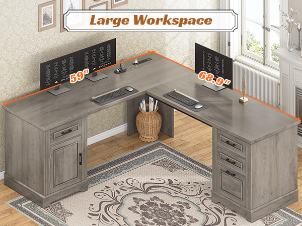 l shaped compuer desk with drawers