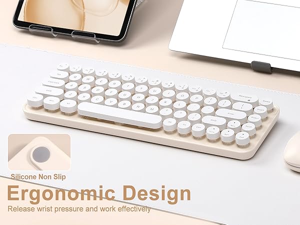 i68 Wireless Typewriter Keyboard and Mouse Combo