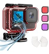 HONGDAK 60M/196FT Waterproof Case for Go Pro Hero12 11 10 9 Black, Protective Underwater Diving H...