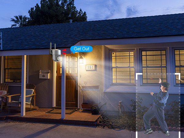 Sirens alarm and floodlights