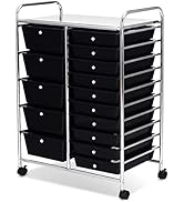 ARLIME 15-Drawer Storage Cart, 15 Drawer Trolley, Rolling Organizer Cart, Scrapbook Paper Organiz...