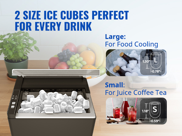 2 size ice cubes ice makers