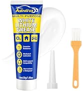 AstraVox White Lithium Grease with Brush, Multi-Purpose Garage Door Lubricant for Hinges, Bearing...