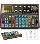 Sound Mixer Board, LED Light Voice Changer Sound Card with Multiple Sound Effects - Live Sound Card