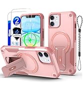 for iPhone 11 case[Compatible with MagSafe][with 2 * 9H Tempered Glass Screen Protector], Built i...