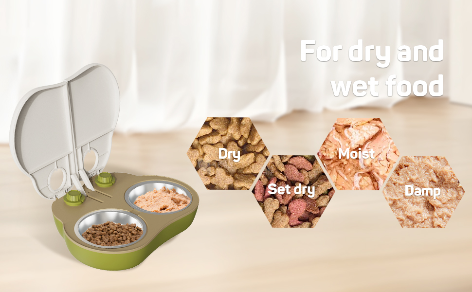 Automatic feeder suitable for both dry and wet food