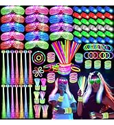 SHQDD 158 PCS Glow in the Dark Party Supplies, 14PCS LED Glasses, 30LED Finger Lights, 14LED Ligh...