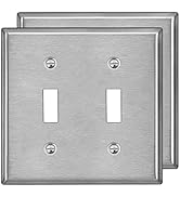 [2 Pack] BESTTEN 2-Gang Toggle Metal Wall Plate with White or Clear Plastic Film, Anti-Corrosion ...