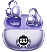 QJF Clip on Earbuds, Open Ear Wireless Bluetooth 5.4 Air Conduction Headphones with Mic, Waterpro...