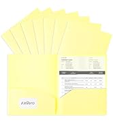Aegero Plastic Folders with Pockets (7 Pack, Cream Yellow), Durable Heavy Duty File Folders with ...