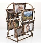 PRETYZOOM Retro Vintage Rotating 12 Photos Ferris Wheel Picture Frame, 4'' Photo Carousel Shows f...