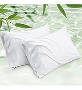 Bedsure White Pillow Cases Set of 2, Cooling Pillow Cases Queen, Rayon Derived from Bamboo Queen ...