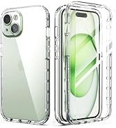 IDweel iPhone 15 Case with Screen Protector(Tempered Glass),Hybrid 2 in 1 Shockproof Soft Slim Fi...