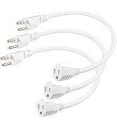 SPARKING 1 Foot Short Extension Cord - 12in White AC Mini Indoor 3 Prong Extension Cord,Single Ou...