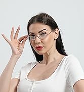 DXYXYO Half Moon Reading Glasses for Women Men Small Semi Frame Metal Spring Hinge Readers