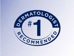 Navy Blue #1 Dermatologist Recommended circular logo against light blue gradient background. 